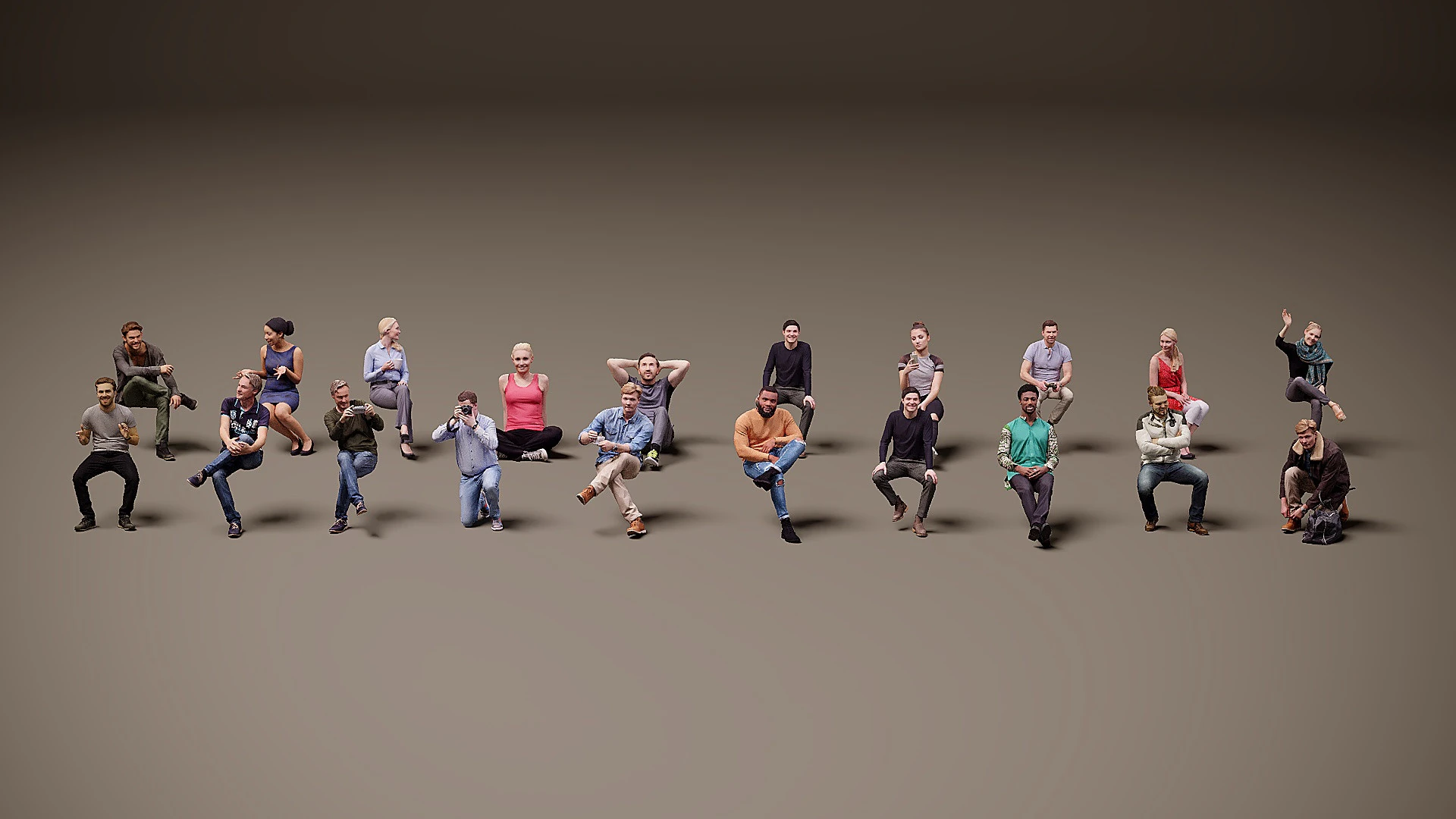 Sitting people x 20 00 3D Model .c4d .max .obj .3ds .fbx .stl .blend
