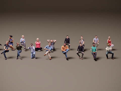 Zittende mensen x 20.00 3D Model