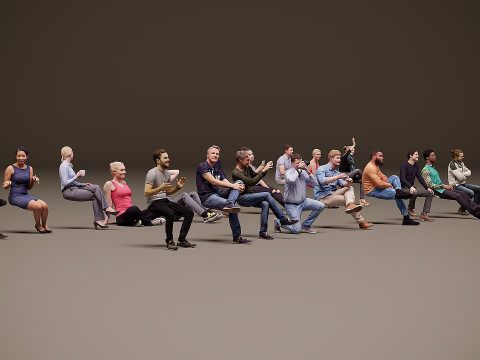Personas sentadas x 20 00 Modelo 3D