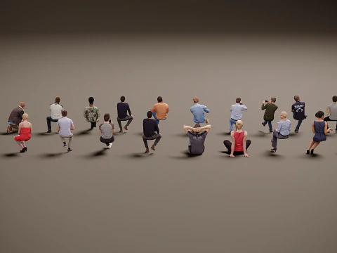 Sitting people x 20 00 3D Model