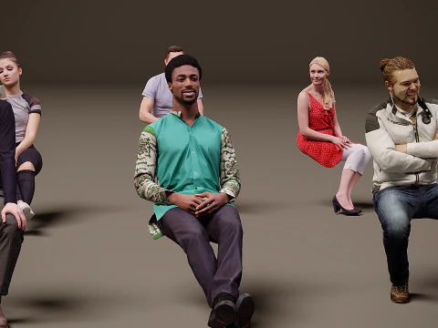 Sitting people x 20 00 3D Model