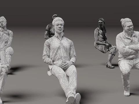 Sitting people x 20 00 3D Model