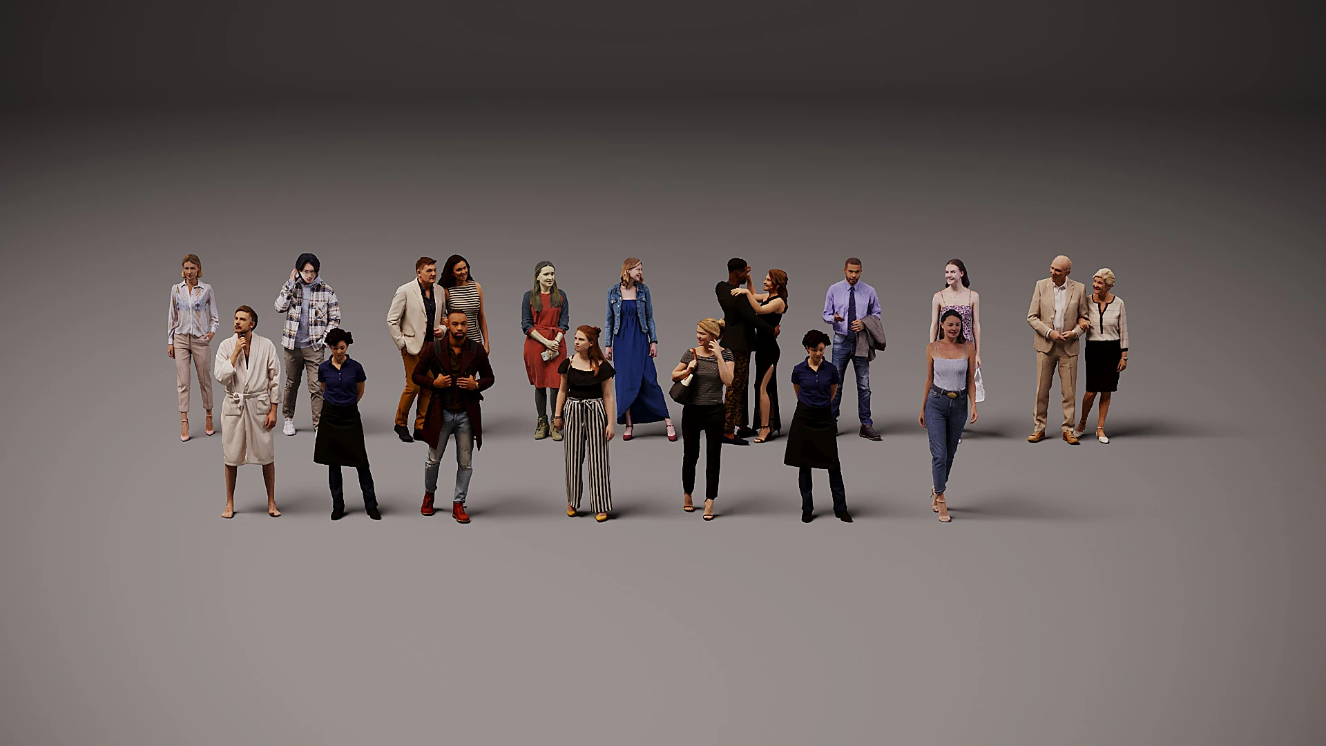 Collection of people x 16 3D Model .c4d .max .obj .3ds .fbx .stl .blend