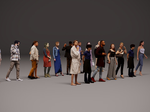 Verzameling van mensen x 16 3D Model