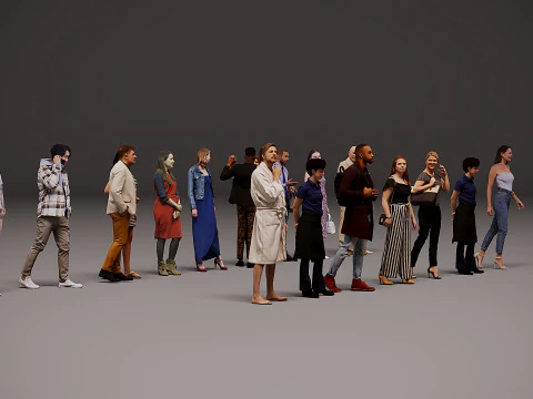 Collection of people x 16 3D Model