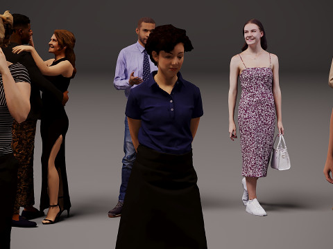 Verzameling van mensen x 16 3D Model