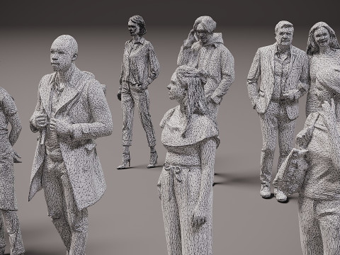 Verzameling van mensen x 16 3D Model