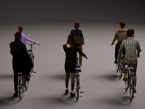 Kolekcja rowerzystów x 6 Model 3D