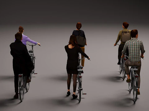 Cyclists Collection x 6 3D Model
