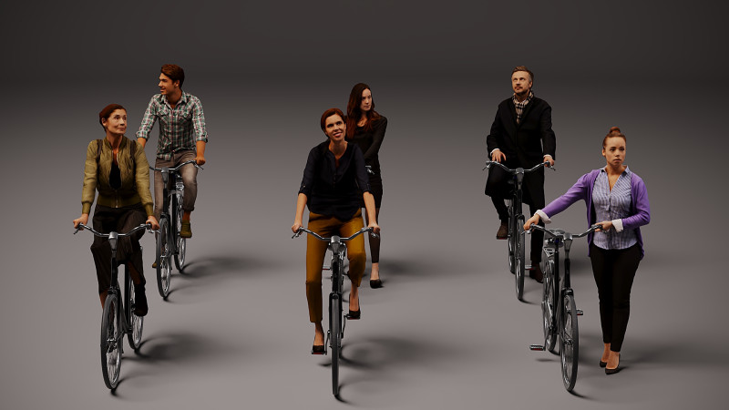 Kolekcja rowerzystów x 6 Model 3D .c4d .max .obj .3ds .fbx .stl .blend 