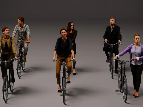Kolekcja rowerzystów x 6 Model 3D