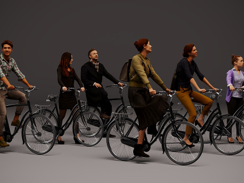 Kolekcja rowerzystów x 6 Model 3D