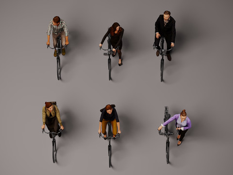 Kolekcja rowerzystów x 6 Model 3D