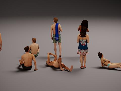 Люди на пляжі х 8 00 3D Модель