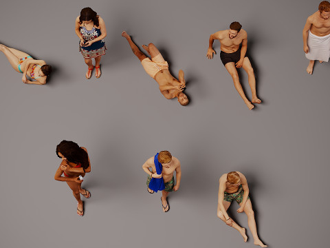 Люди на пляжі х 8 00 3D Модель