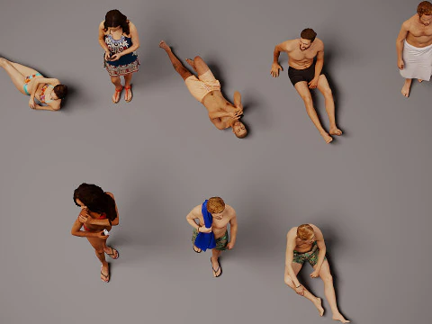 People on the beach x 8 00 3D Model