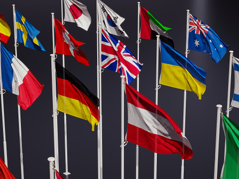 Flags of the world 3D Model