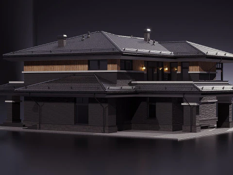 Casetta su due livelli con copertura in metallo Modello 3D