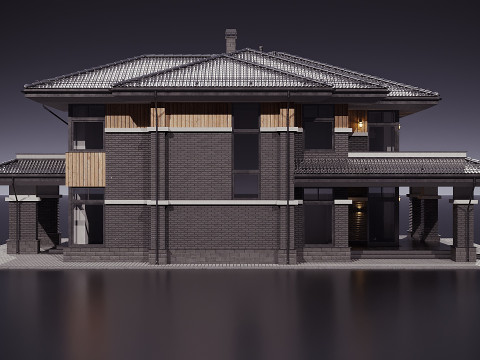 Two storey cottage with metal roofing 3D Model