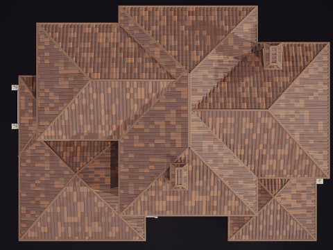 खपरैल की छत वाला दो मंजिला मकान 3D मॉडल