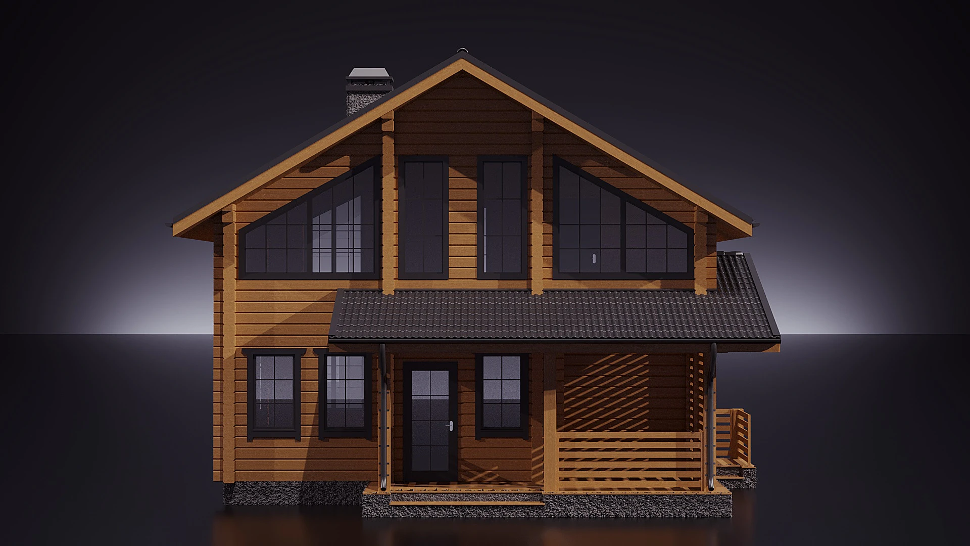 Wood House 3D Model .c4d .max .obj .3ds .fbx .stl .blend