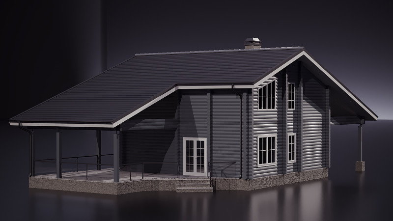 Wood House 00 3D Model .c4d .max .obj .3ds .fbx .stl .blend 