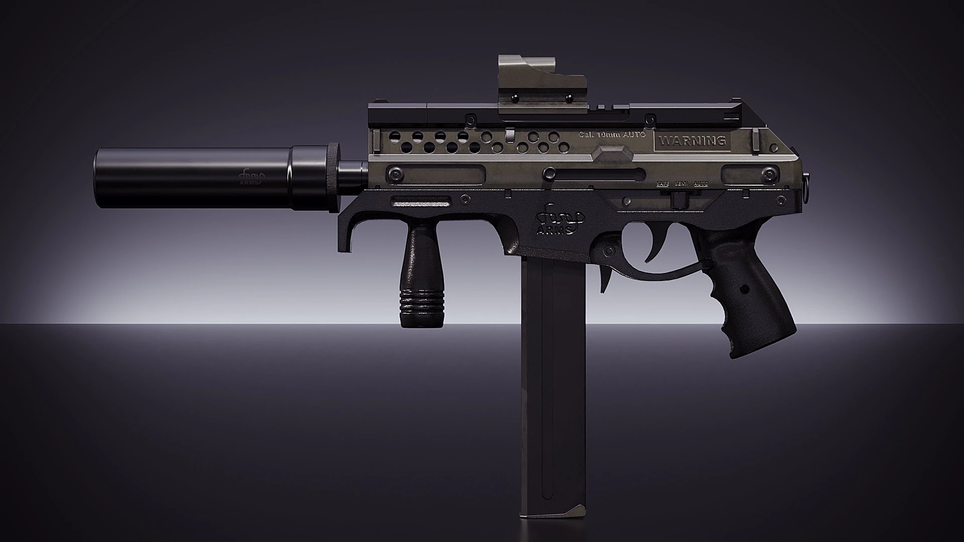 10mm AUTO SMG 3D Model .c4d .max .obj .3ds .fbx .stl .blend 
