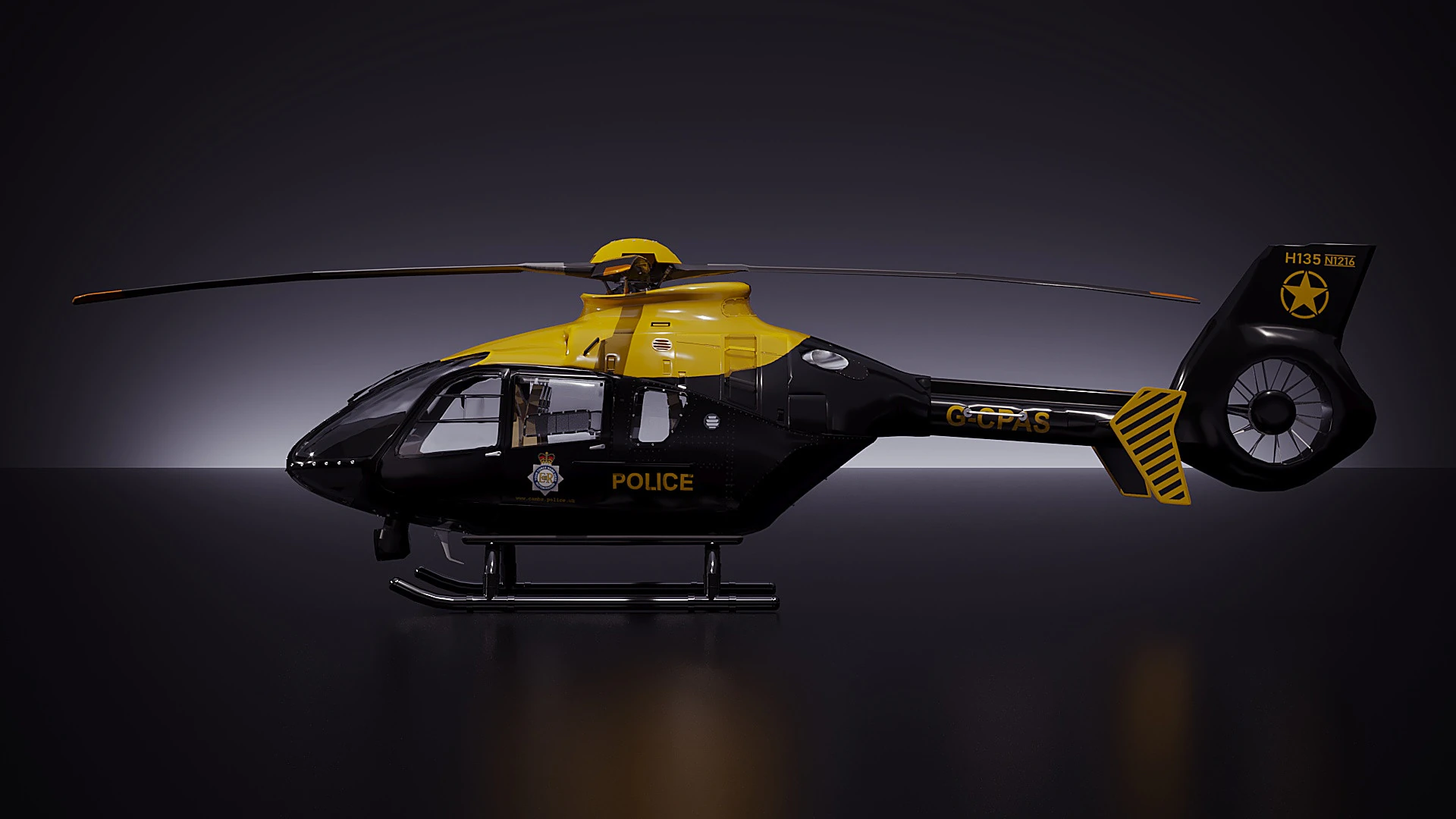 Airbus Helicopter H135 POLICE 3D Model .c4d .max .obj .3ds .fbx .stl .blend 