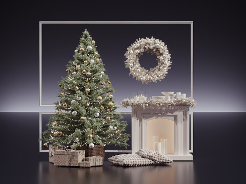 Christmas tree with a fireplace 3D Model