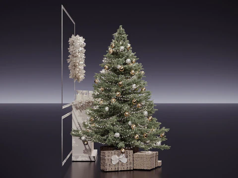Christmas tree with a fireplace 3D Model