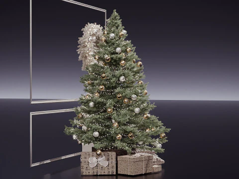 Christmas tree with a fireplace 3D Model