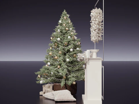 Christmas tree with a fireplace 3D Model