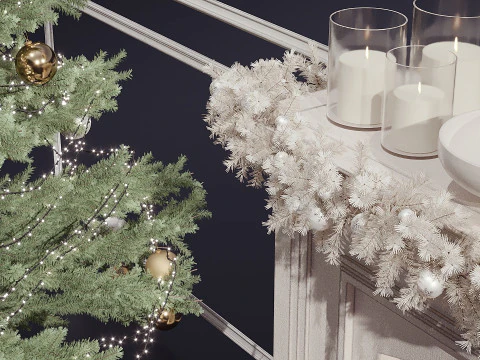 Christmas tree with a fireplace 3D Model