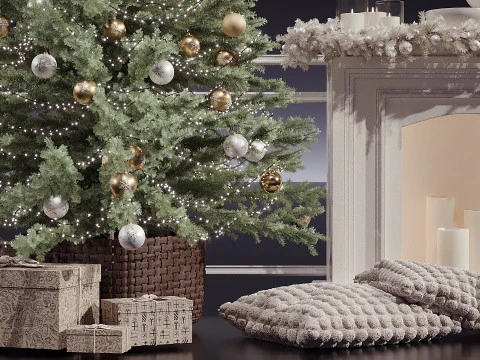 Christmas tree with a fireplace 3D Model