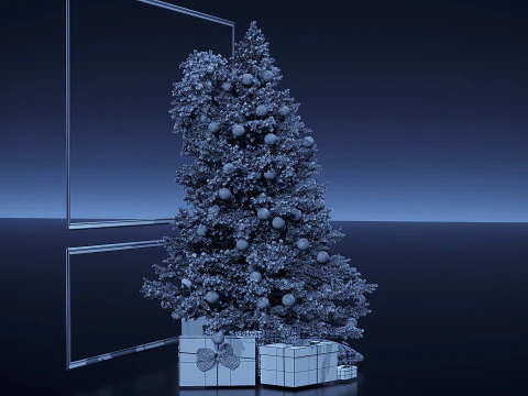 Christmas tree with a fireplace 3D Model