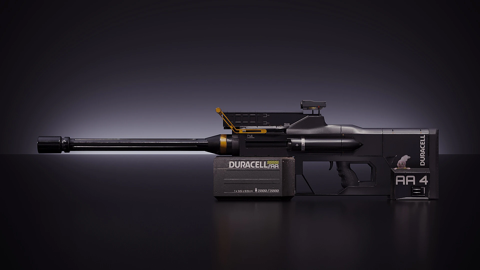 Duracell Rifle 3D Model .c4d .max .obj .3ds .fbx .stl .blend 