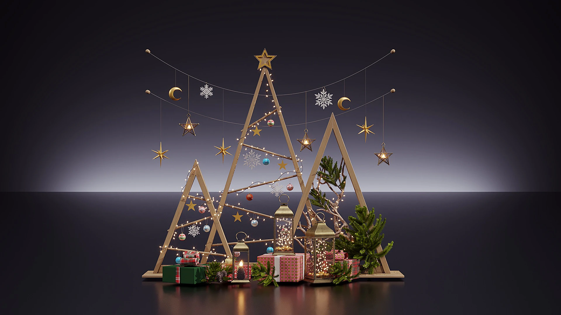 New year decor 3D Model .c4d .max .obj .3ds .fbx .stl .blend 