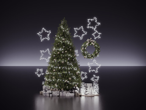 Christmas tree with wreath 3D Model