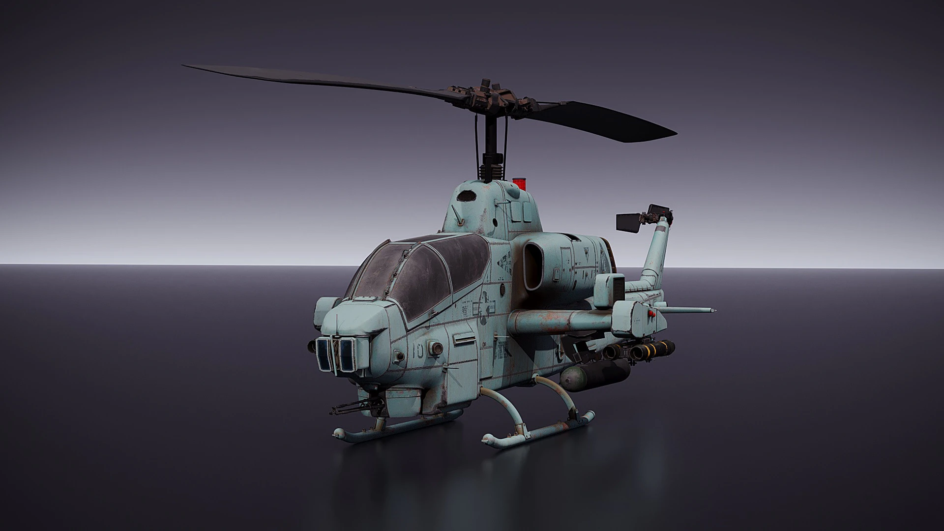 Bell AH-1 Cobra 3D Model .c4d .max .obj .3ds .fbx .stl .blend 