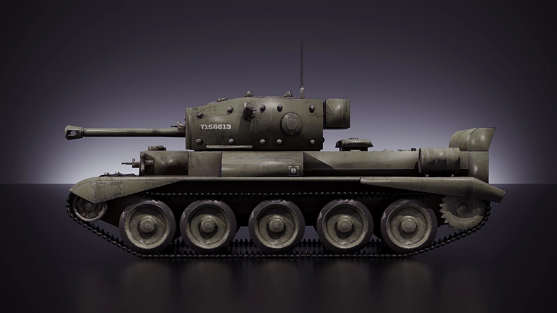 Cromwell British medium cruiser tank 3D Model .c4d .max .obj .3ds .fbx .stl .blend 