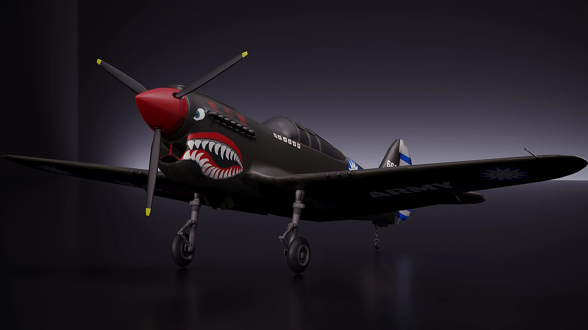 Curtis P 40 Airplane 3D Model .c4d .max .obj .3ds .fbx .stl .blend 