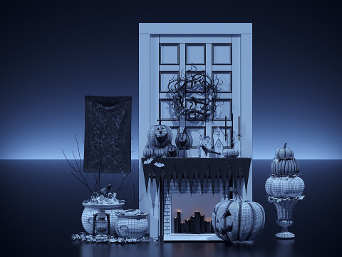 हेलोवीन सजावट सेट 3D मॉडल