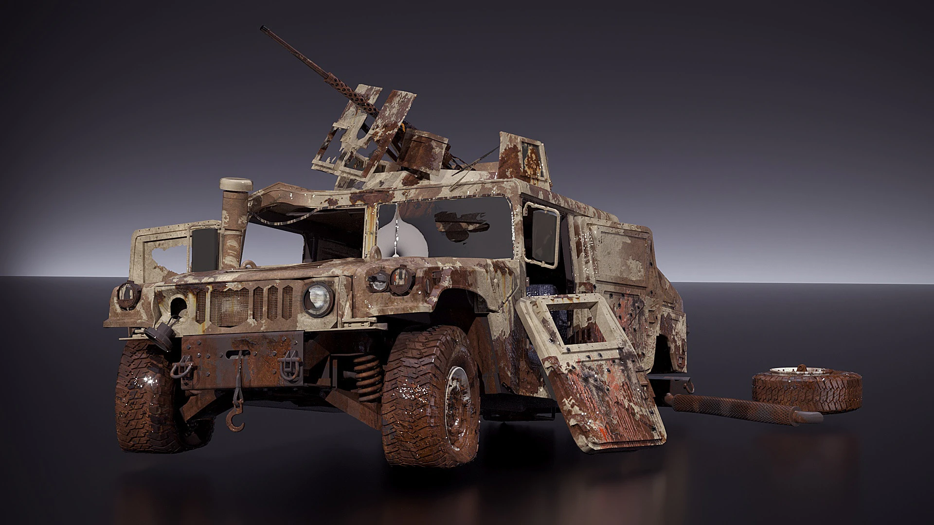 Hummer hmmwv destroyed 3D Model .c4d .max .obj .3ds .fbx .stl .blend 