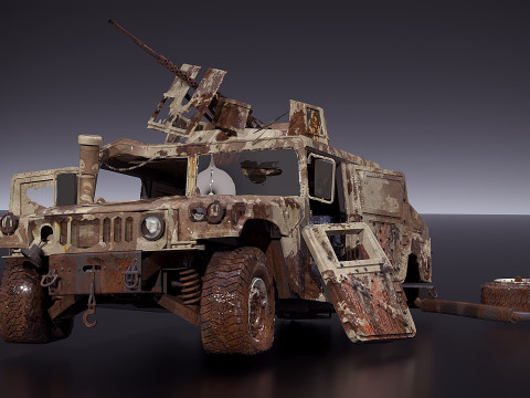 Hummer hmmwv знищений 3D Модель