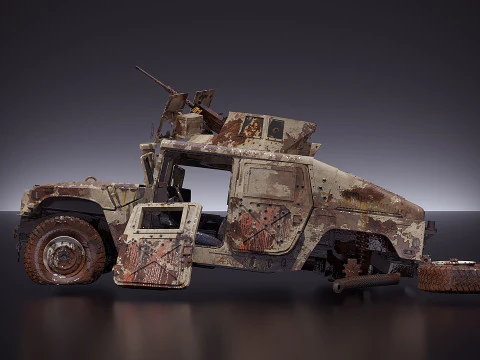 Hummer hmmwv destroyed 3D Model