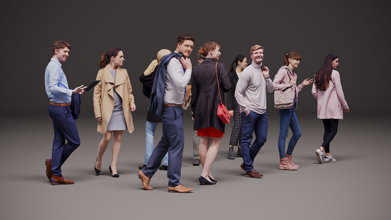 Eine Ansammlung von Menschen x 10 15 3D Modell .c4d .max .obj .3ds .fbx .stl .blend