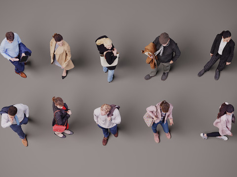 Eine Ansammlung von Menschen x 10 15 3D Modell