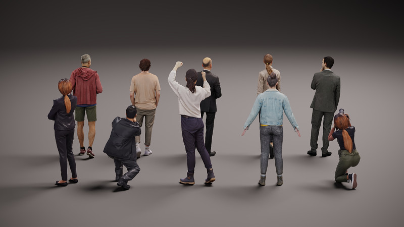 一群人 x 10 16 3D 模型 .c4d .max .obj .3ds .fbx .stl .blend