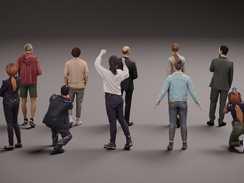 Bir grup insan x 10 16 3D Model