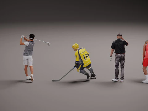 Collection of athletes x 5 3D Model